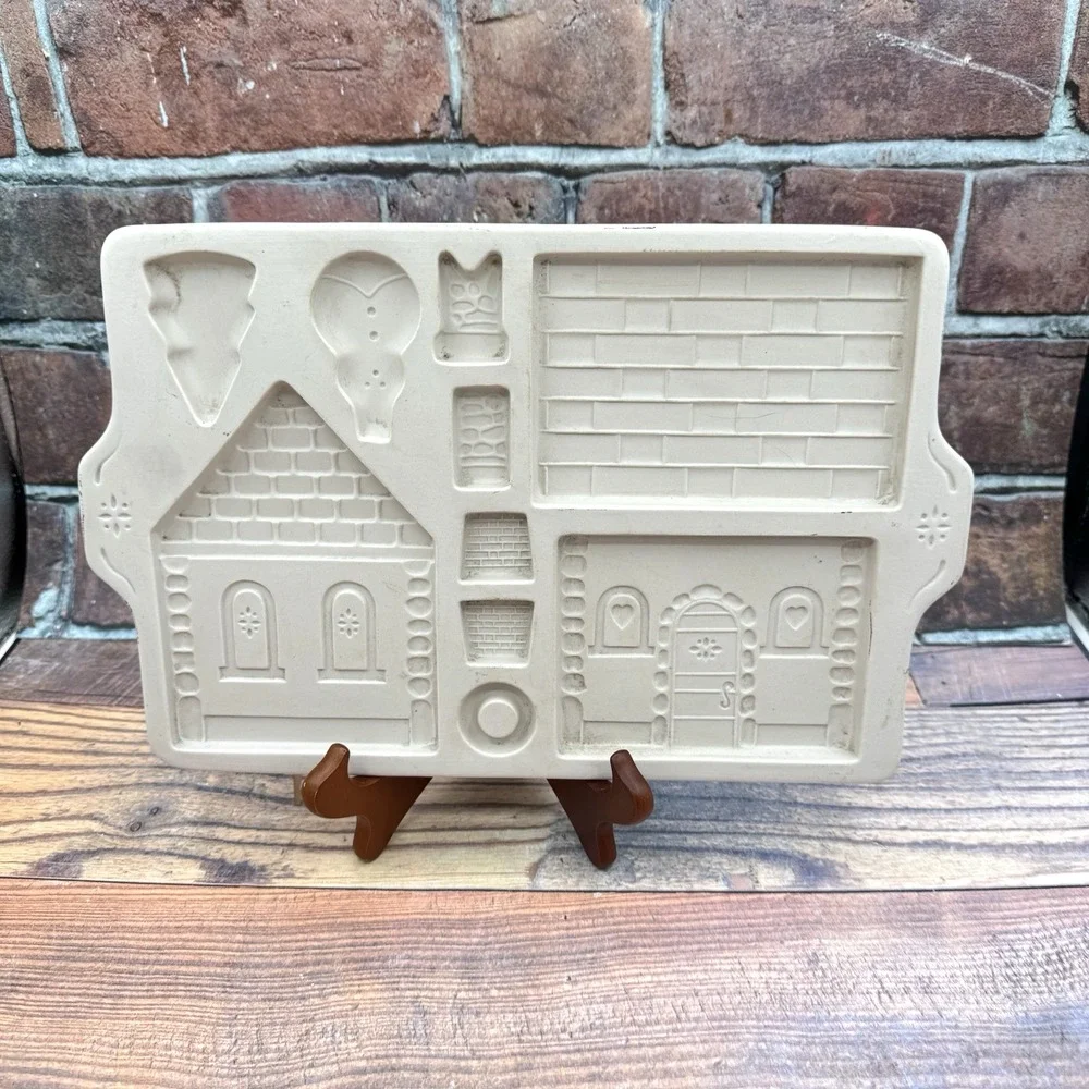 Vtg Longaberger Pottery Gingerbread Country Cottage Cookie Mold 1995 Stoneware